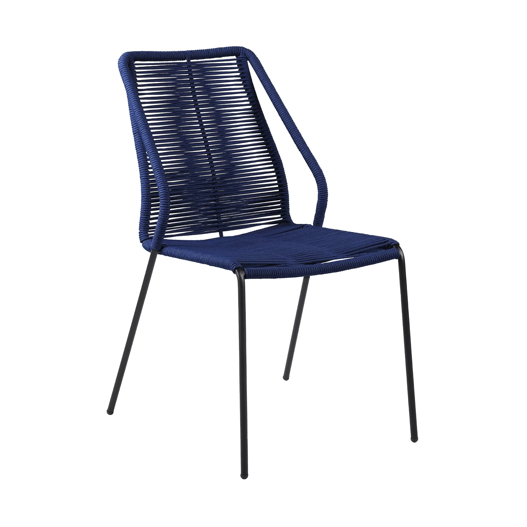 Clip Indoor Outdoor Stackable Steel Dining Chair with Blue Rope - Set of 2 - Image 2