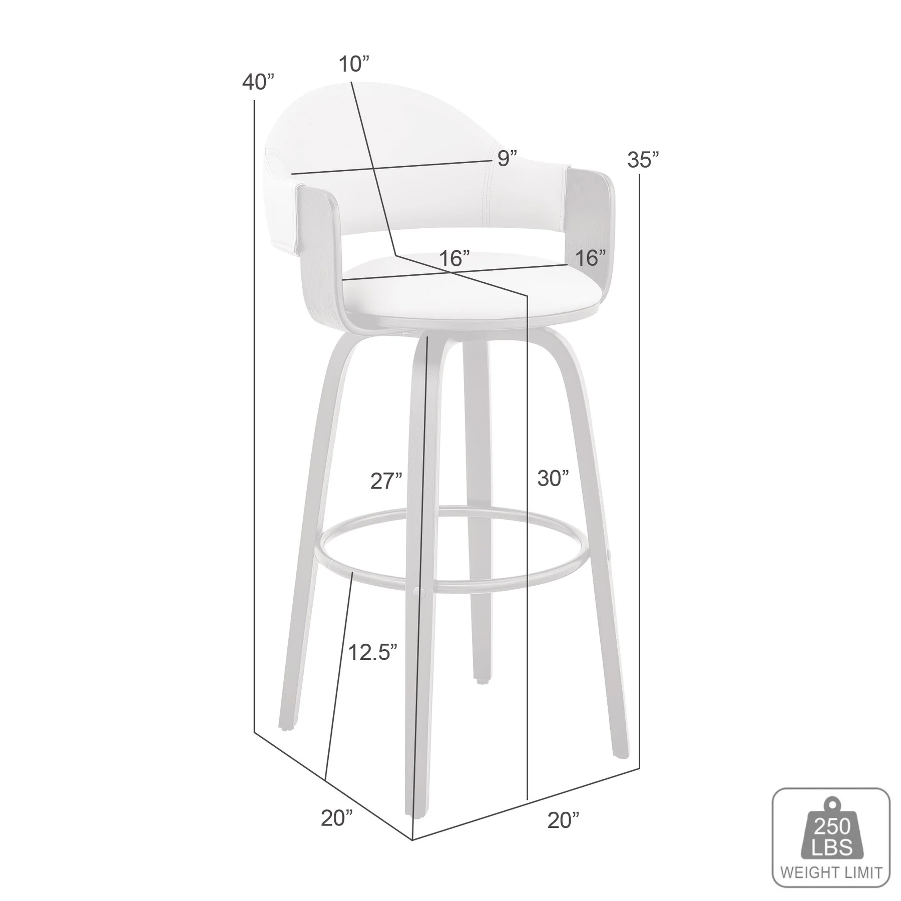 Daxton 30" Cream Faux Leather and Walnut Wood Bar Stool - Image 10