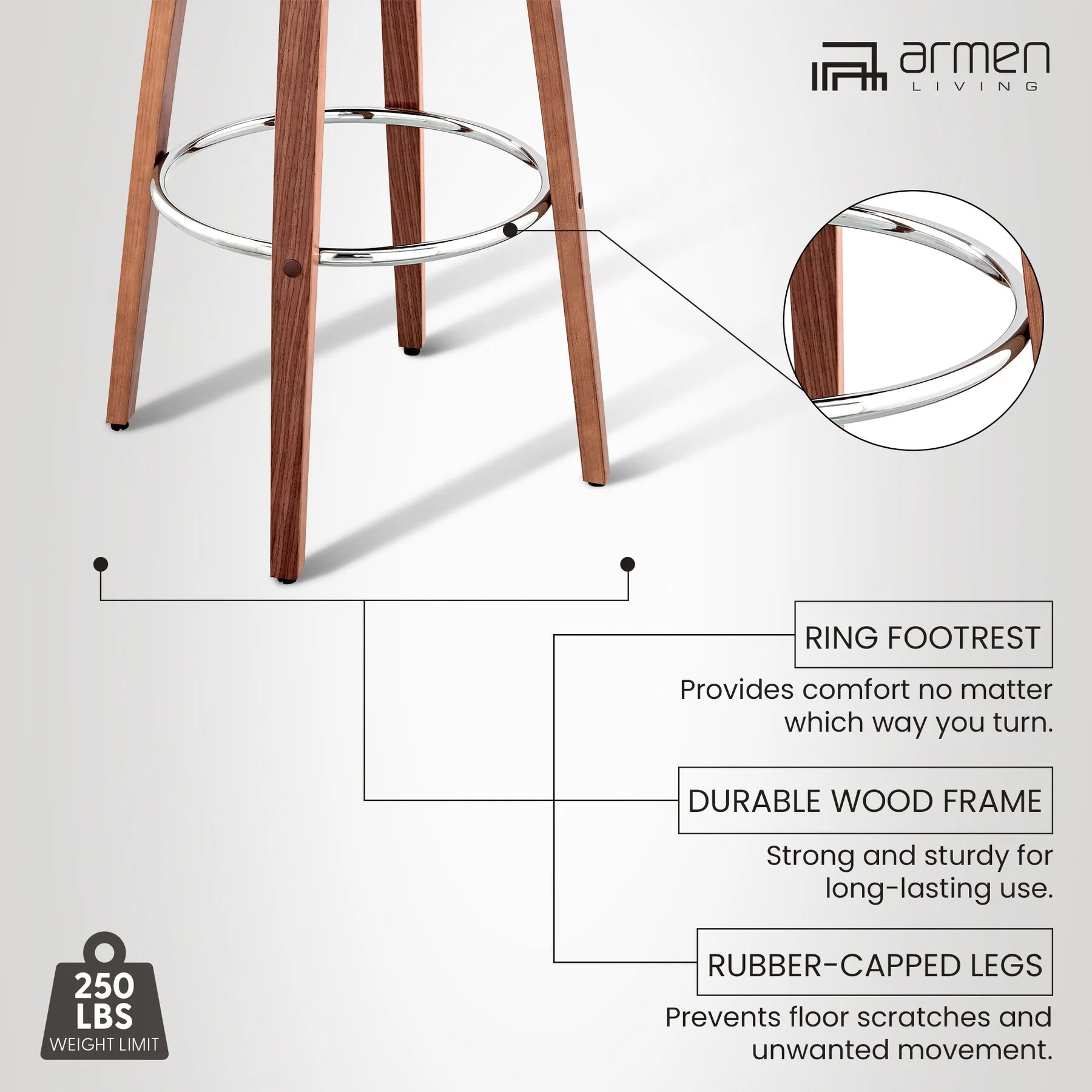 Daxton 30" Cream Faux Leather and Walnut Wood Bar Stool - Image 13