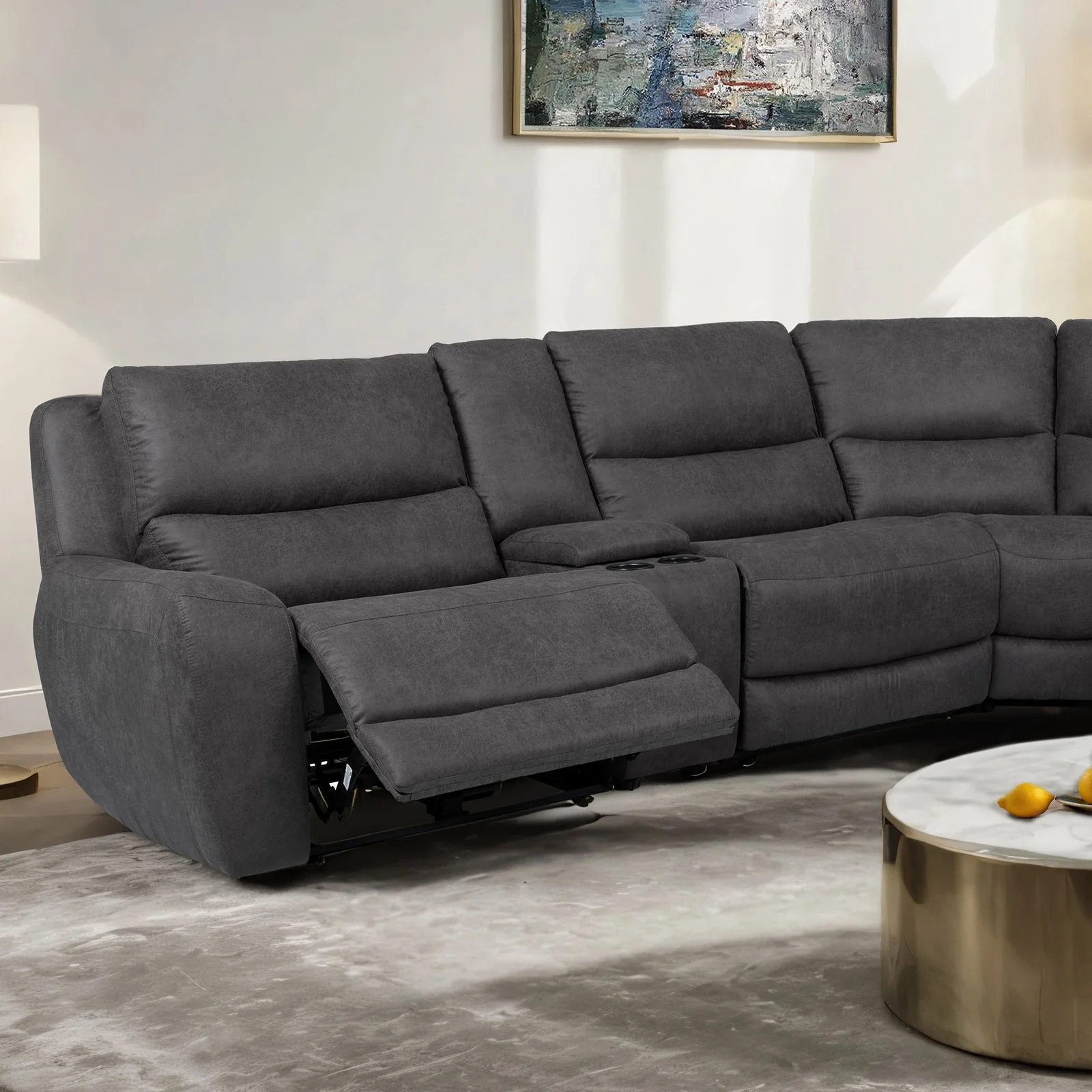 Demetrius Power Sectional, Granite Gray