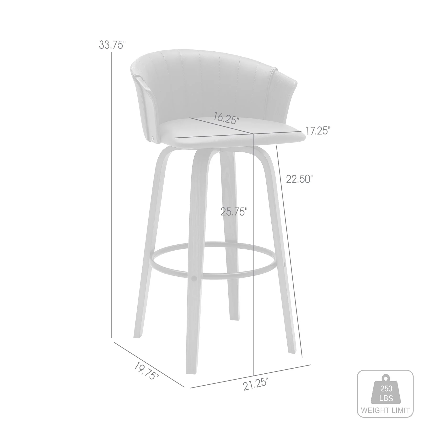 Diana 26" Swivel Walnut Wood Counter Stool in Black Faux Leather - Image 8