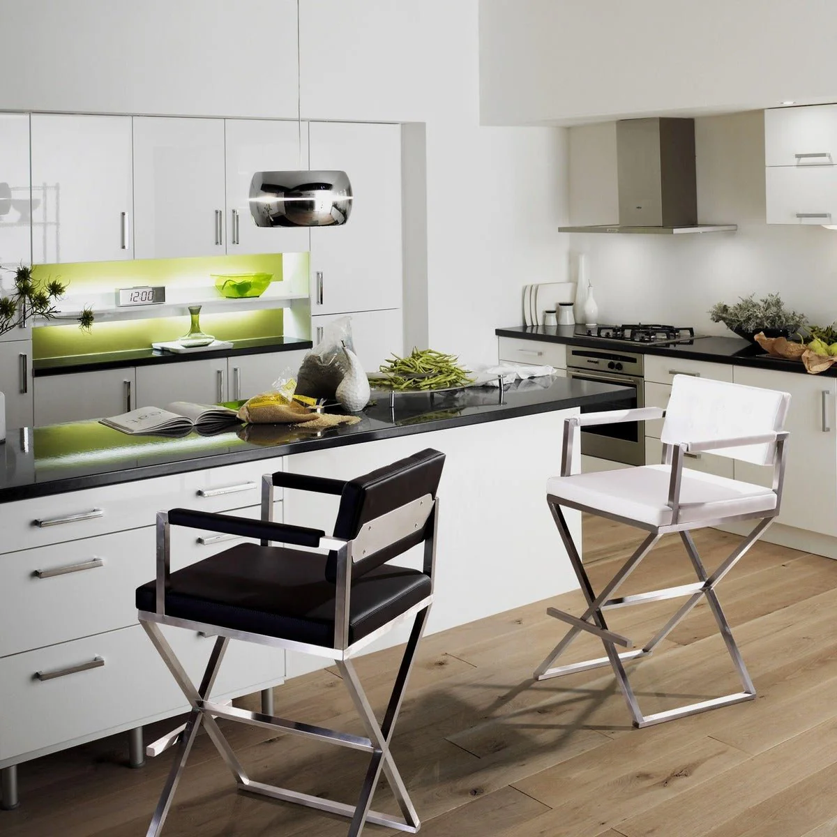 Director White Performance Vegan Leather and Stainless Steel Barstool - Image 2