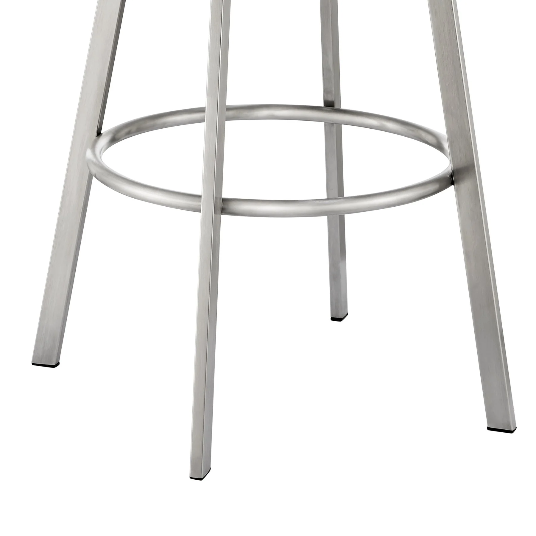 Eleanor 26" Swivel Counter Stool in Brushed Stainless Steel and Black Faux Leather - Image 8