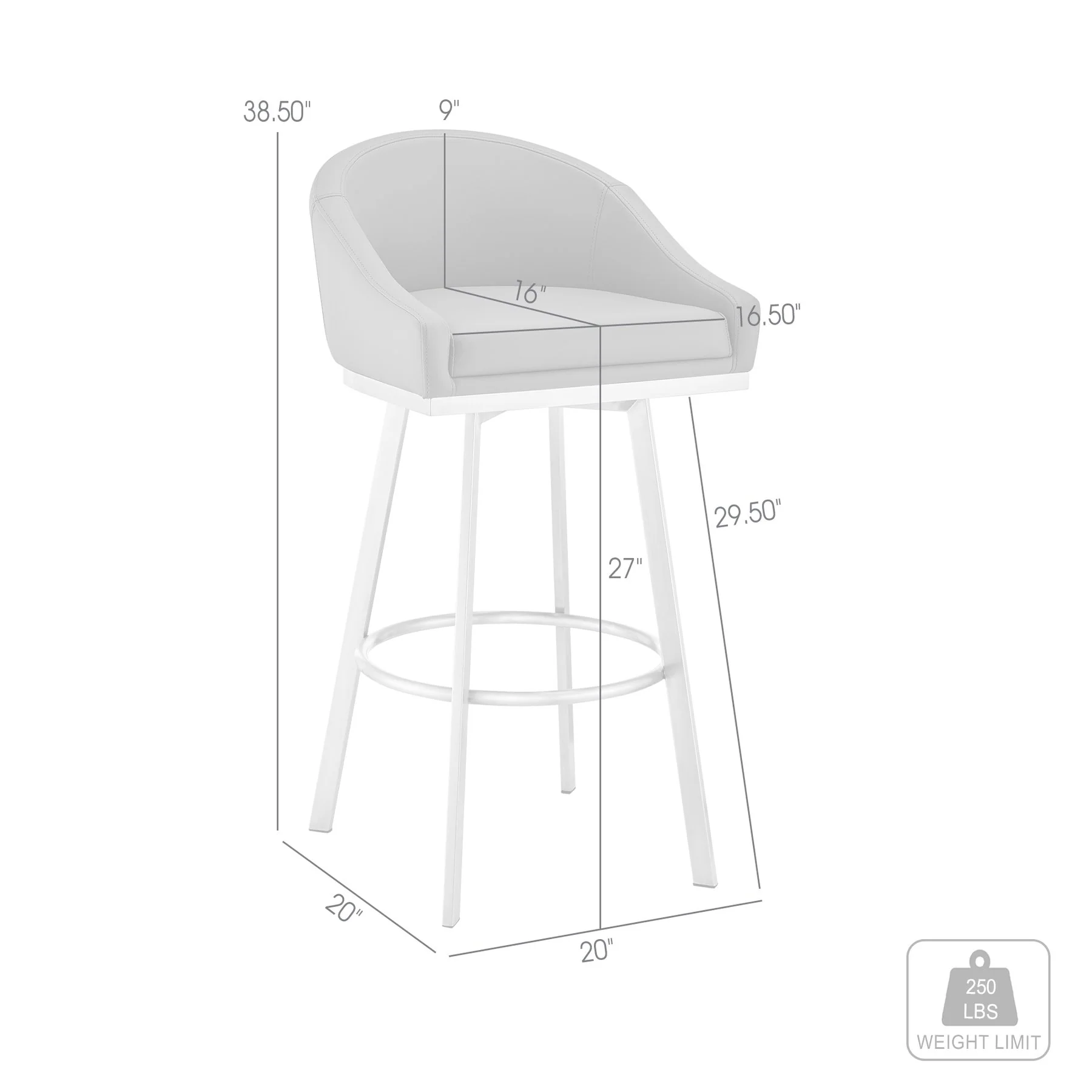 Eleanor Swivel Bar Stool in Black Metal with Black Faux Leather - Image 11