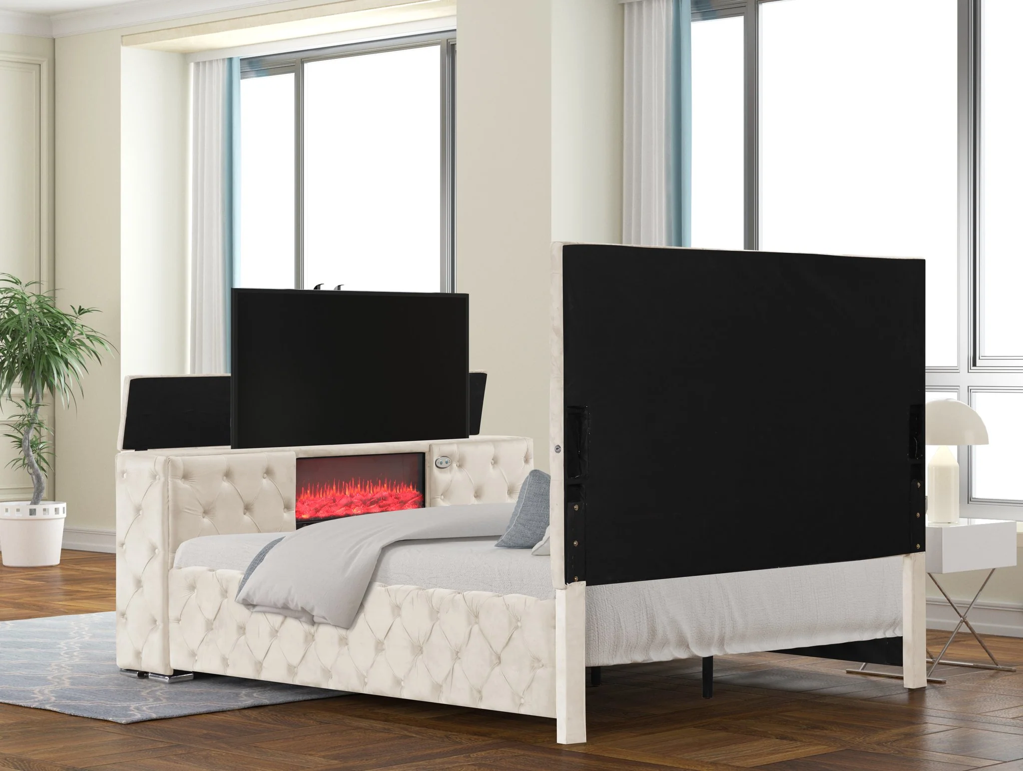 Encore King 4PC Vanity Bedroom Set Beige - Image 5