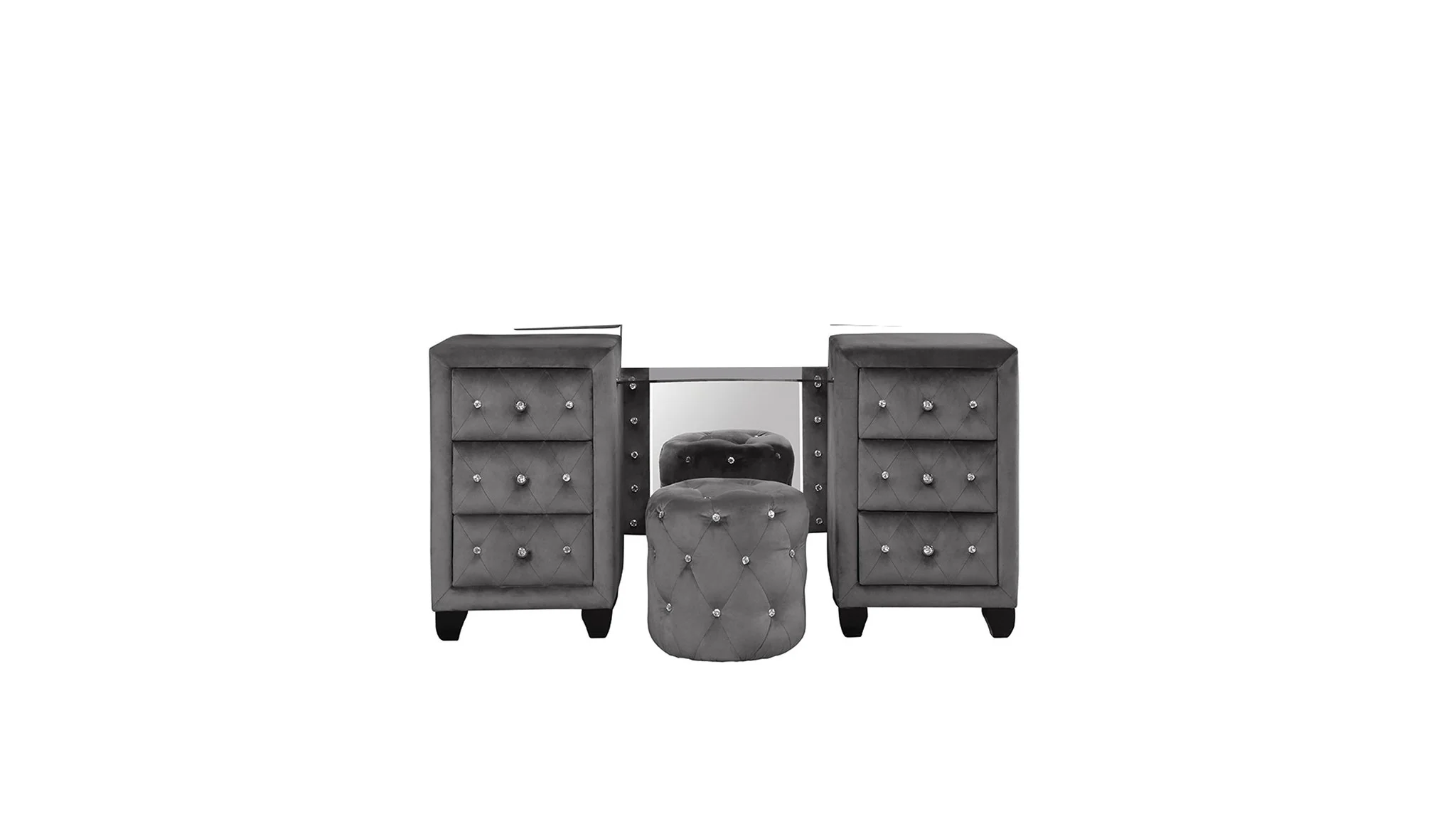 Encore King 4PC Vanity Bedroom Set Gray - Image 11