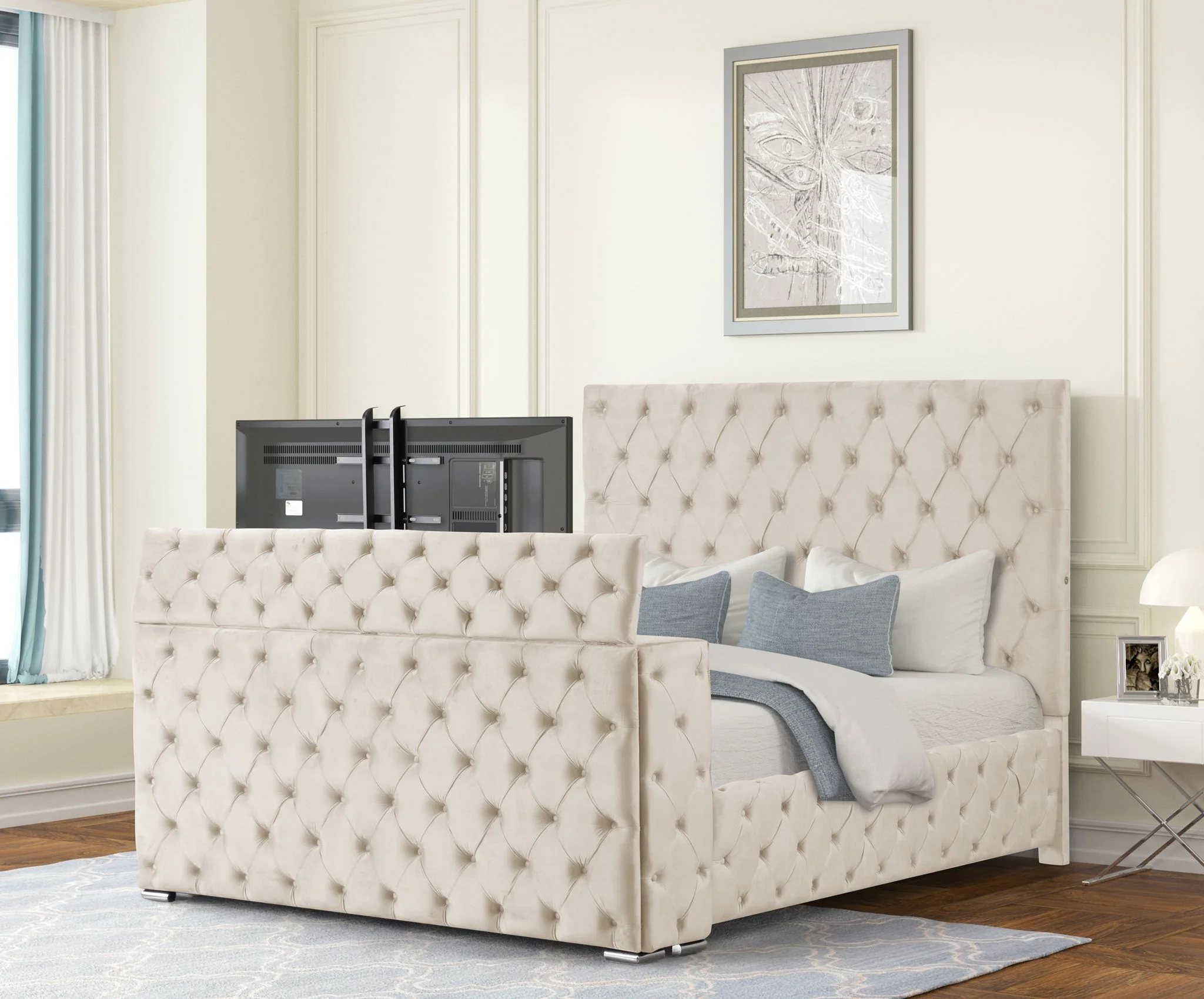 Encore Queen 4PC Vanity Bedroom Set Beige - Image 7