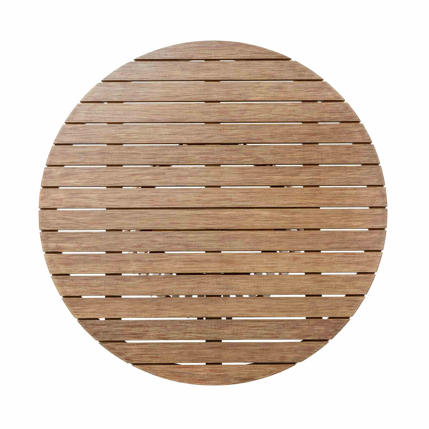 Escondido Santo Outdoor Patio 5 Piece Round Dining Set in Eucalyptus Wood and Charcoal Rope - Image 8