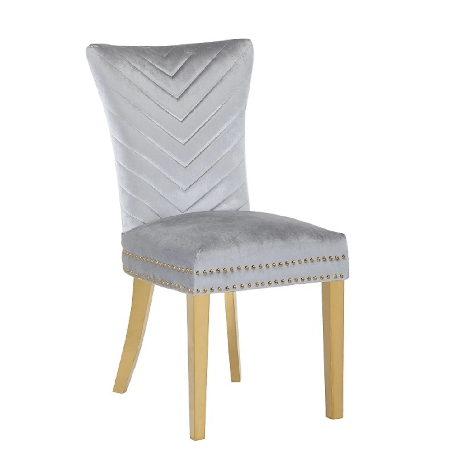 Eva Gold Legs Chair Finish with Velvet Fabric in Light Gray - Image 3