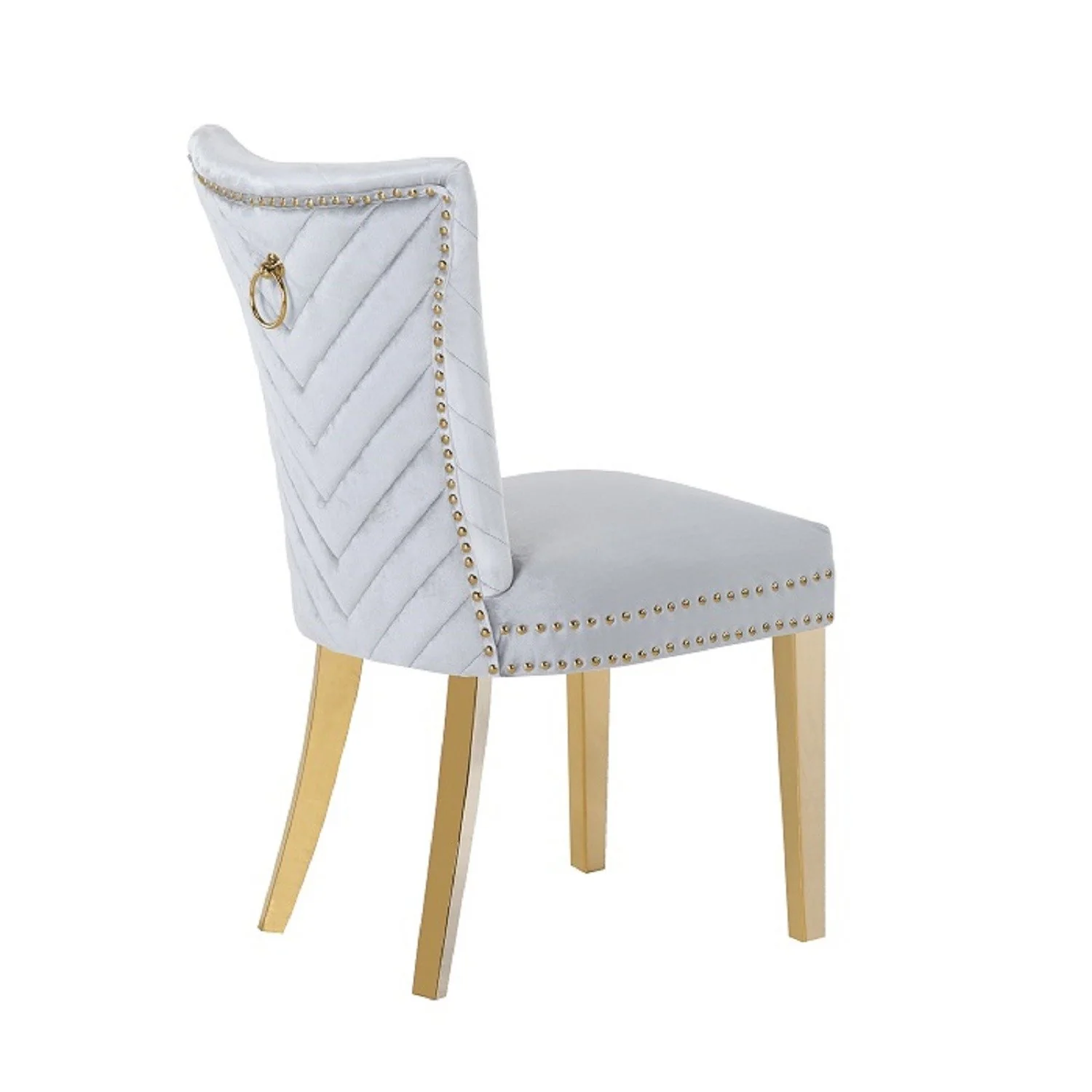Eva Gold Legs Chair Finish with Velvet Fabric in Light Gray - Image 4