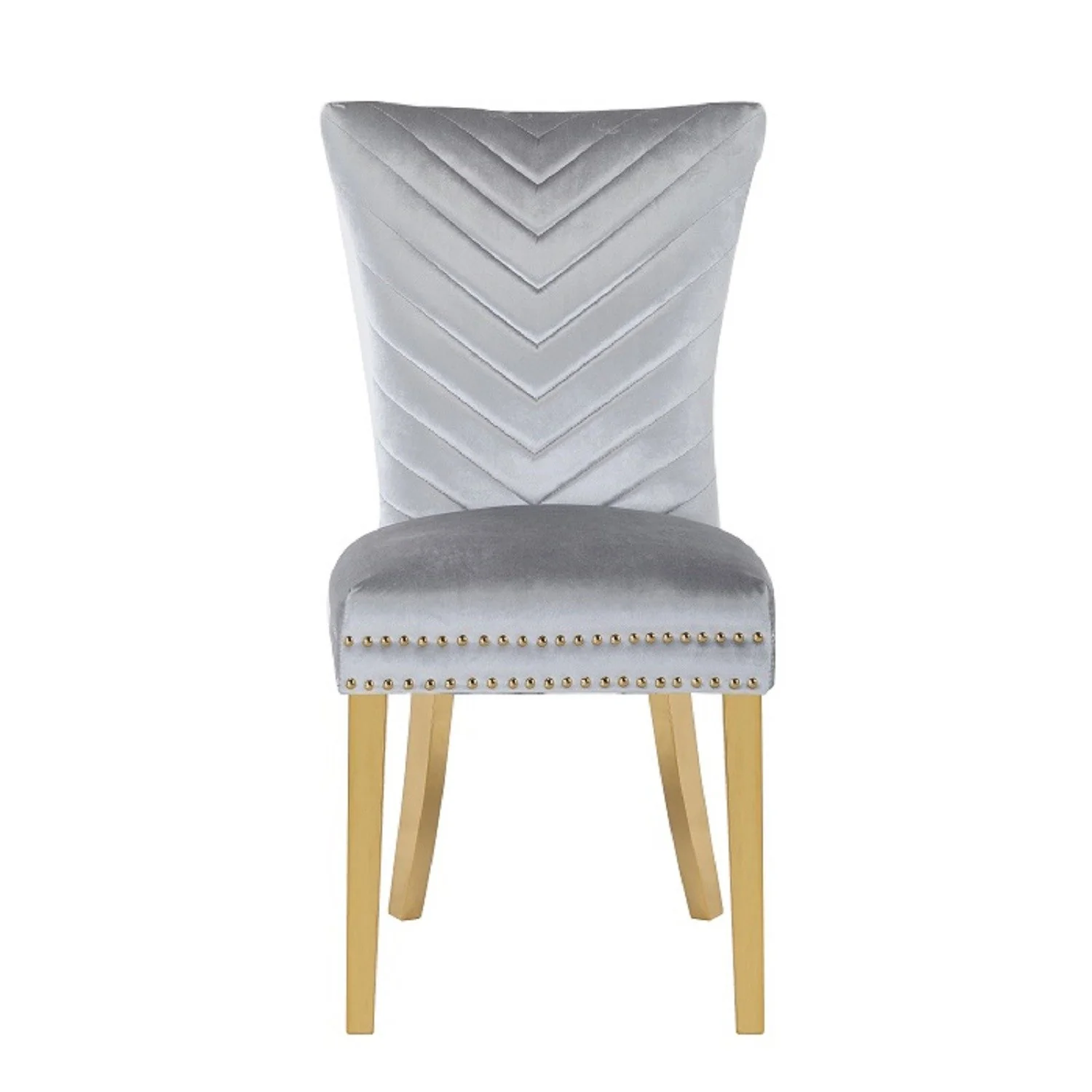 Eva Gold Legs Chair Finish with Velvet Fabric in Light Gray - Image 5