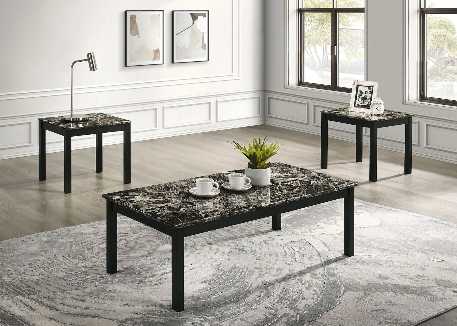 Findlay 3 Pc. Table Set, Black & White