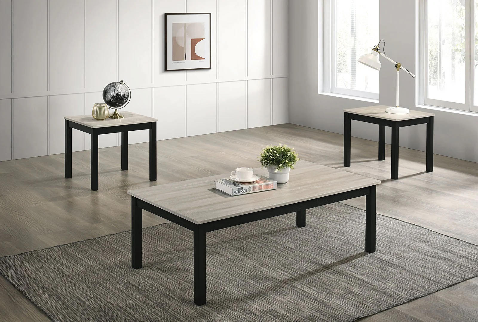 Findlay 3 Pc. Table Set, Light Gray