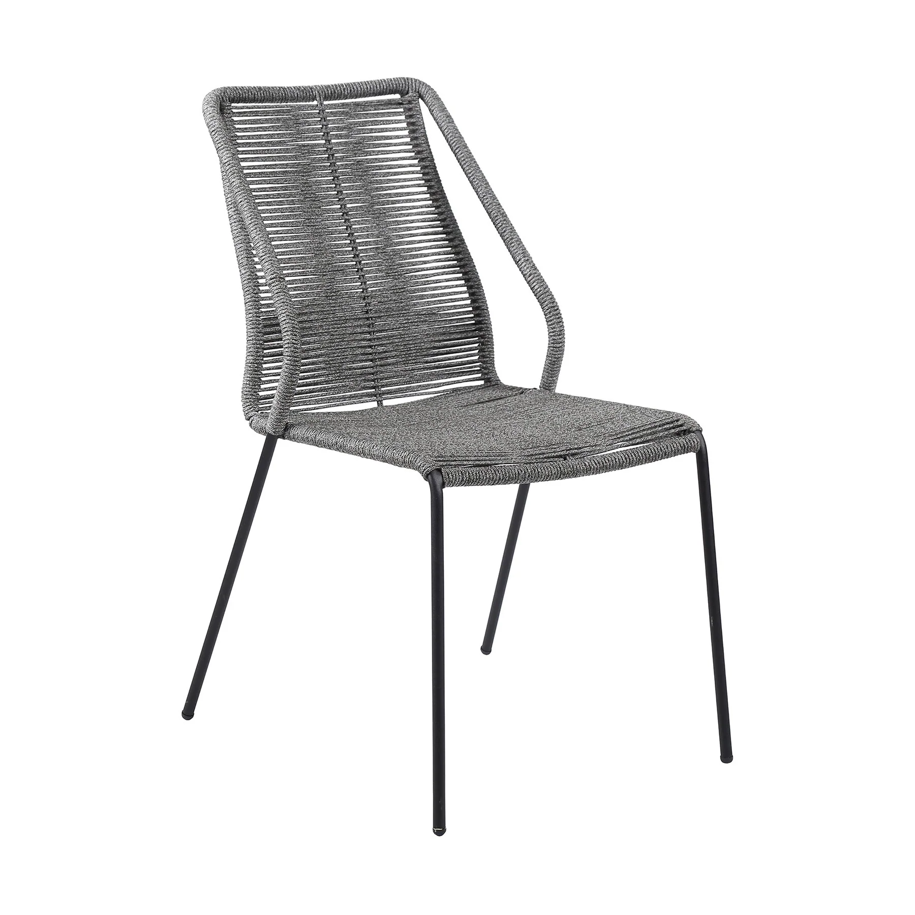 Fineline and Clip Indoor Outdoor 7 Piece Dining Set in Dark Eucalyptus Wood with Superstone and Gray Rope - Image 2