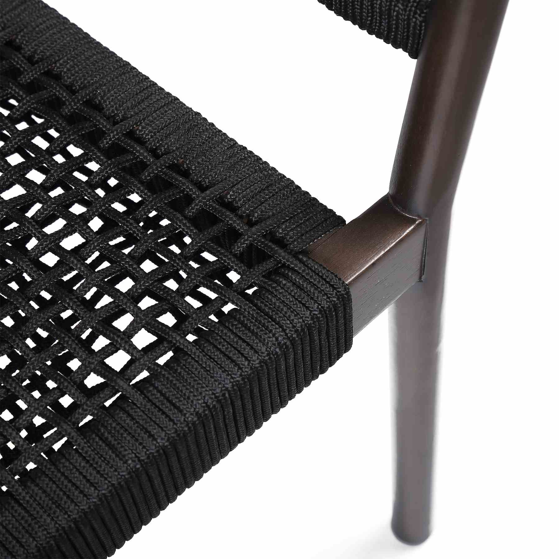 Fineline and Doris Indoor Outdoor 5 Piece Dining Set in Dark Eucalyptus Wood with Superstone and Black Rope - Image 5