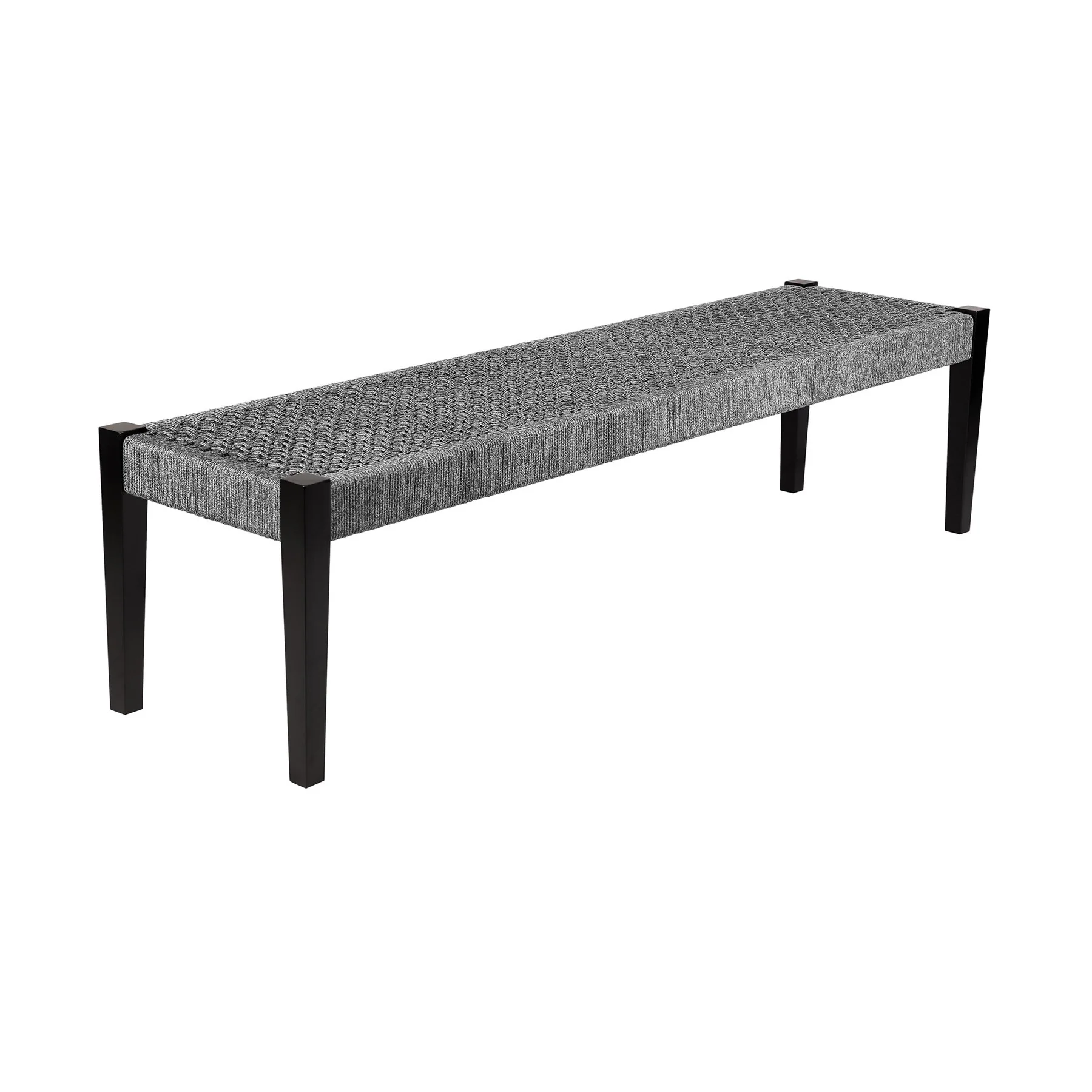 Frinton Ditas and Rhett 5 Piece Outdoor Dining Set with Dark Eucalyptus Wood and Gray Rope and Cushions - Image 6