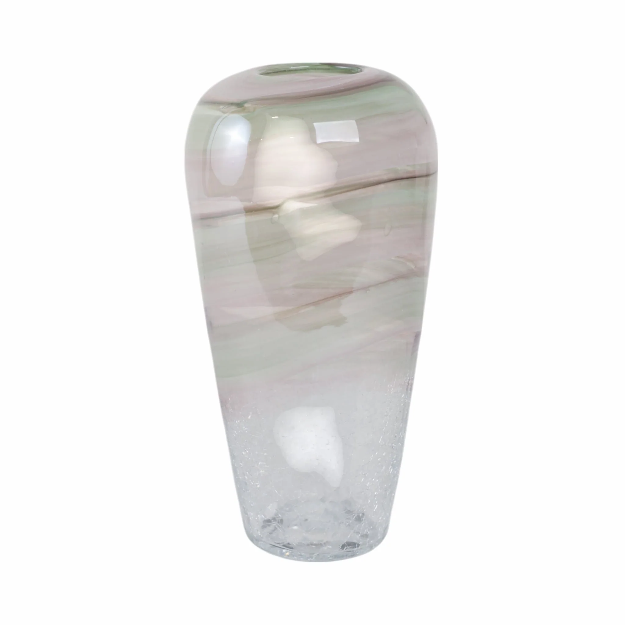 Glass, 12" Crackled Vase, Clear