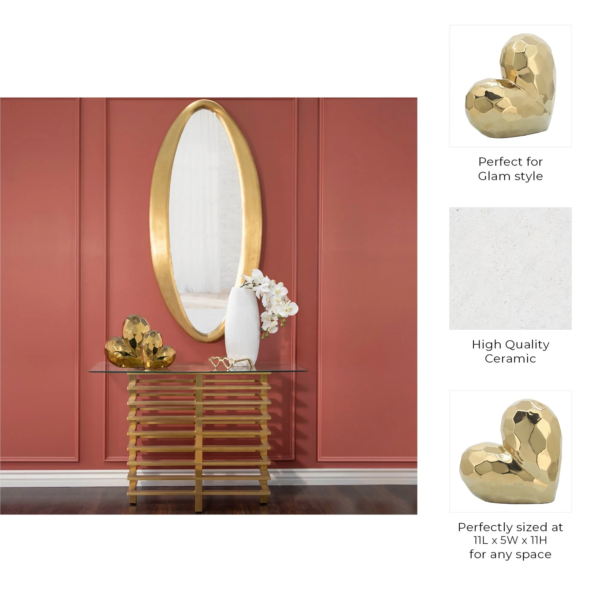 Gold Ceramic Heart 11 - Image 3