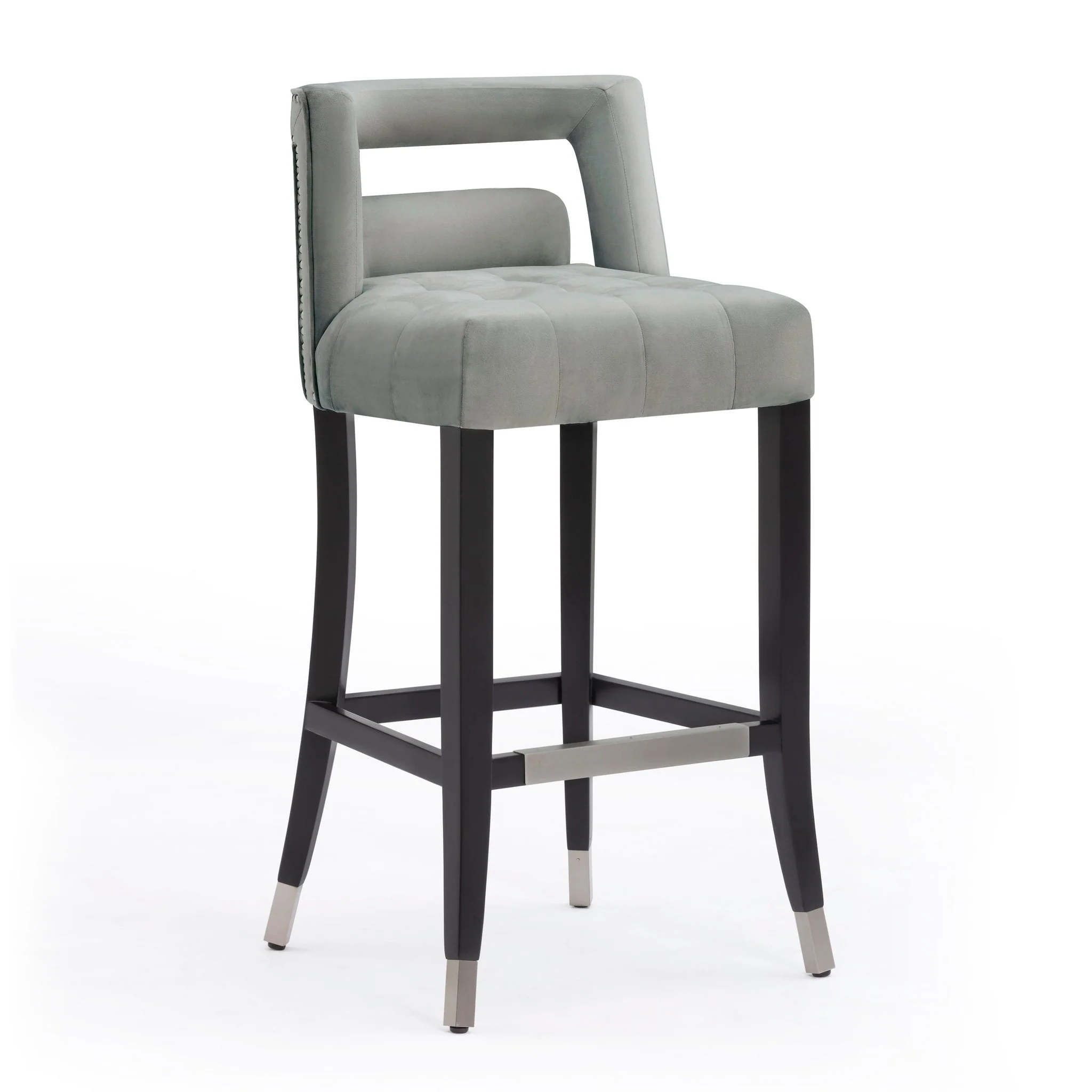 Hart Grey Velvet Bar Stool