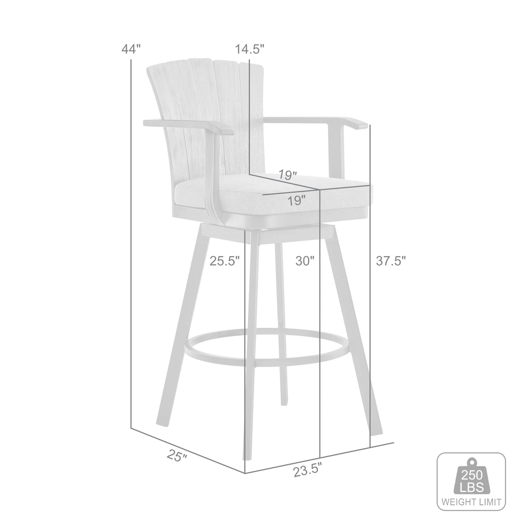 Hazel Outdoor Patio Swivel Bar Stool in Aluminum with Teak Wood and Charcoal Cushion - Image 9
