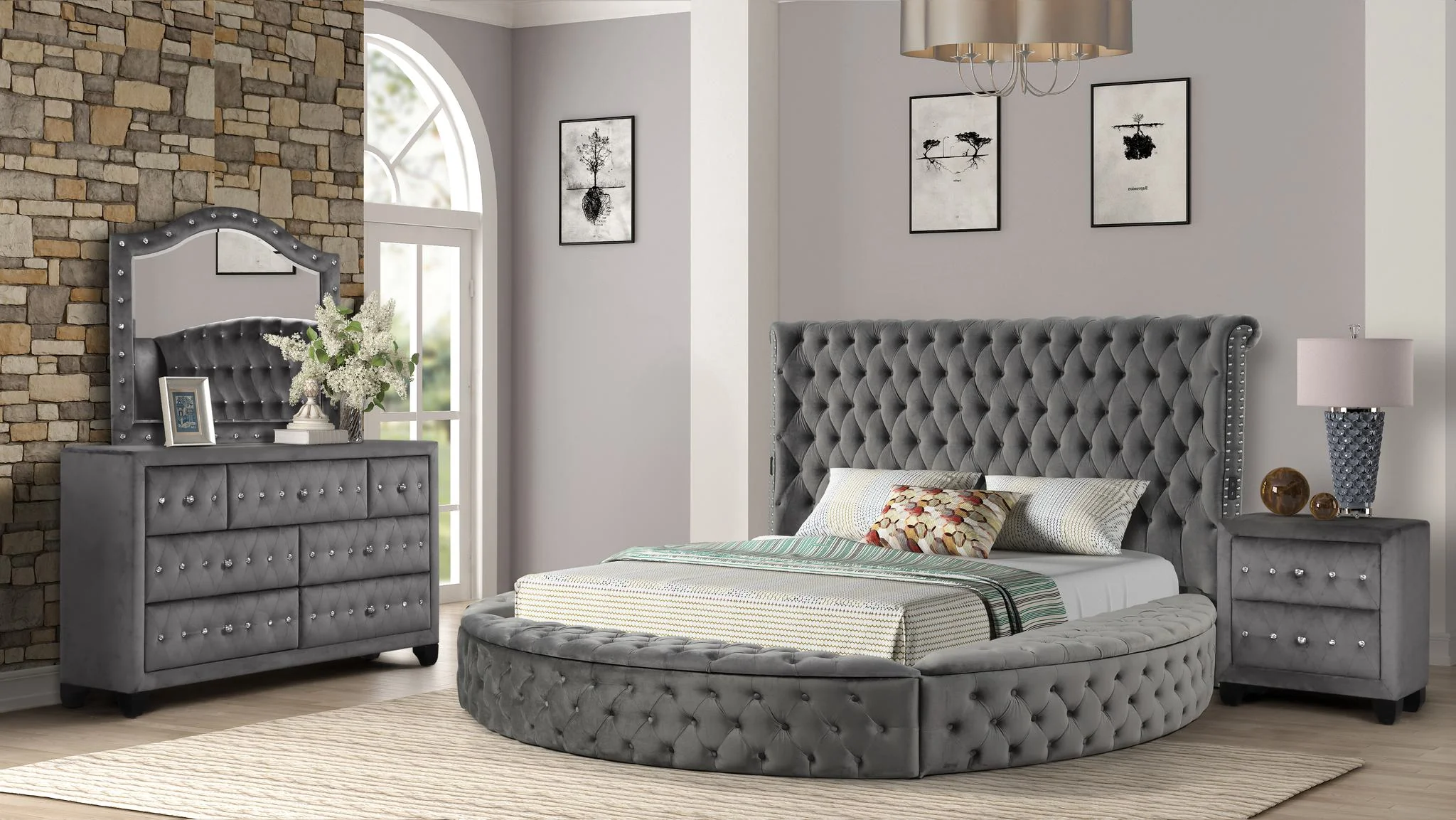 Hazel Queen Bed 4 Gray