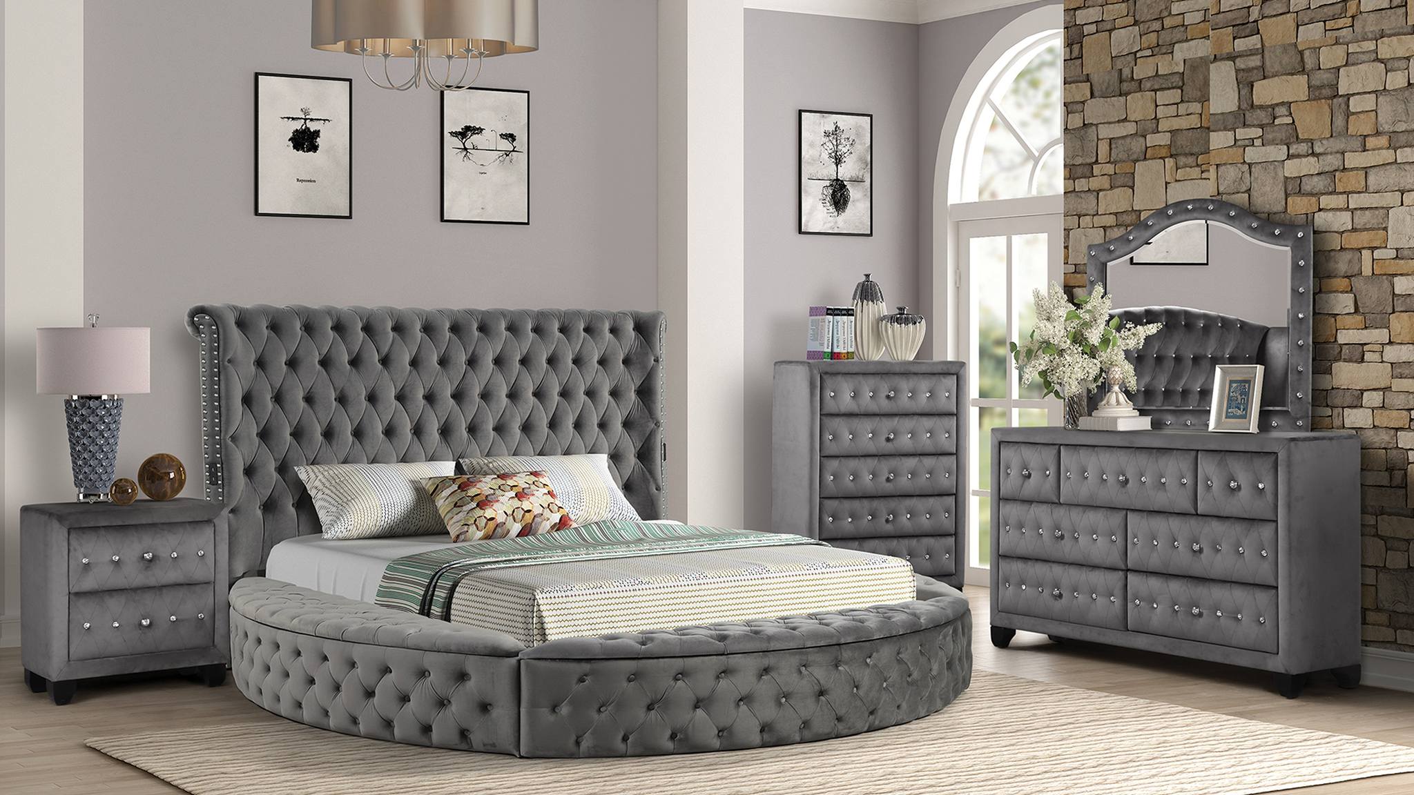 Hazel Queen Bed 5 Gray