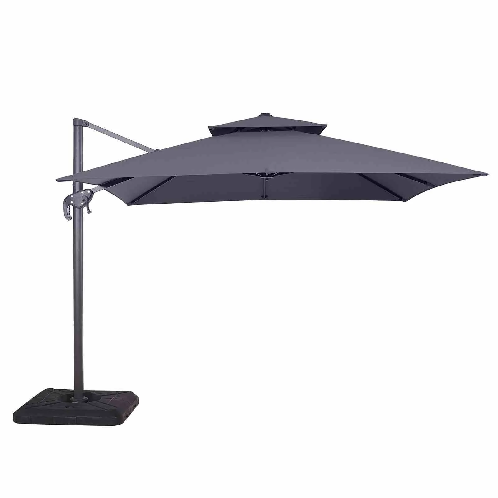 Hero 10' Square Umbrella, Double Top, Gray + Base