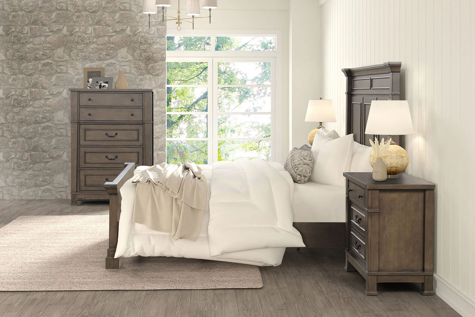 Huddersfield Queen Bed, Dark Walnut - Image 3