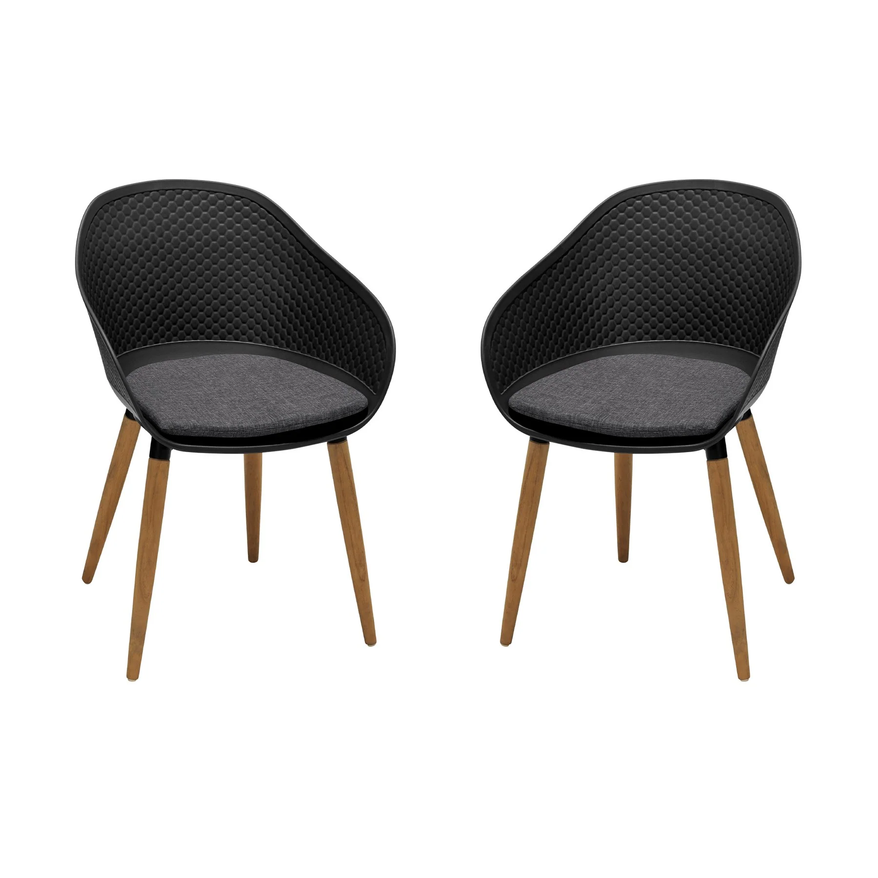 Ipanema Outdoor Dining Chair with Teak Legs and Dark Gray Olefin - Set of 2