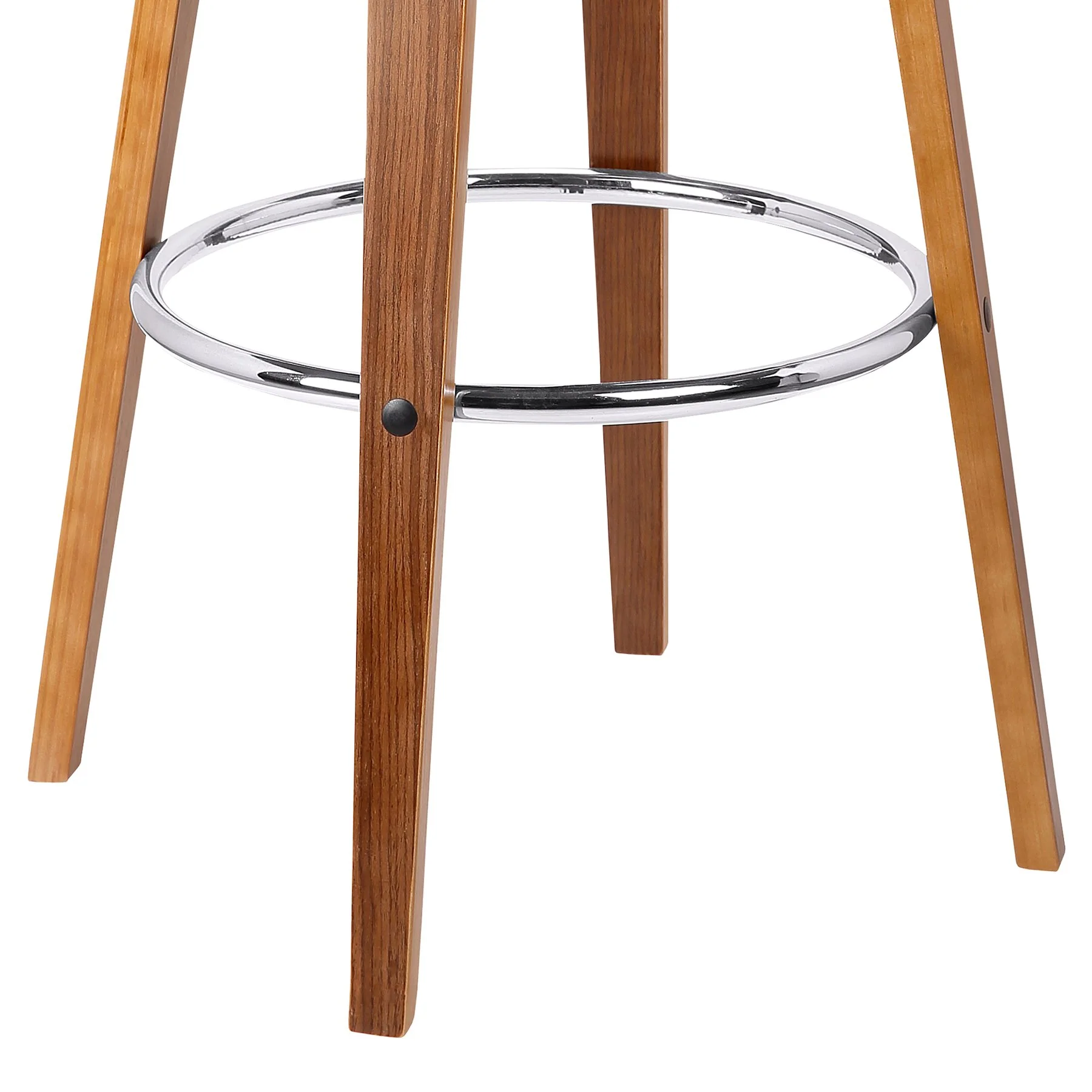 Jayden 30" Bar Height Swivel Gray Faux Leather and Walnut Wood Bar Stool - Image 6