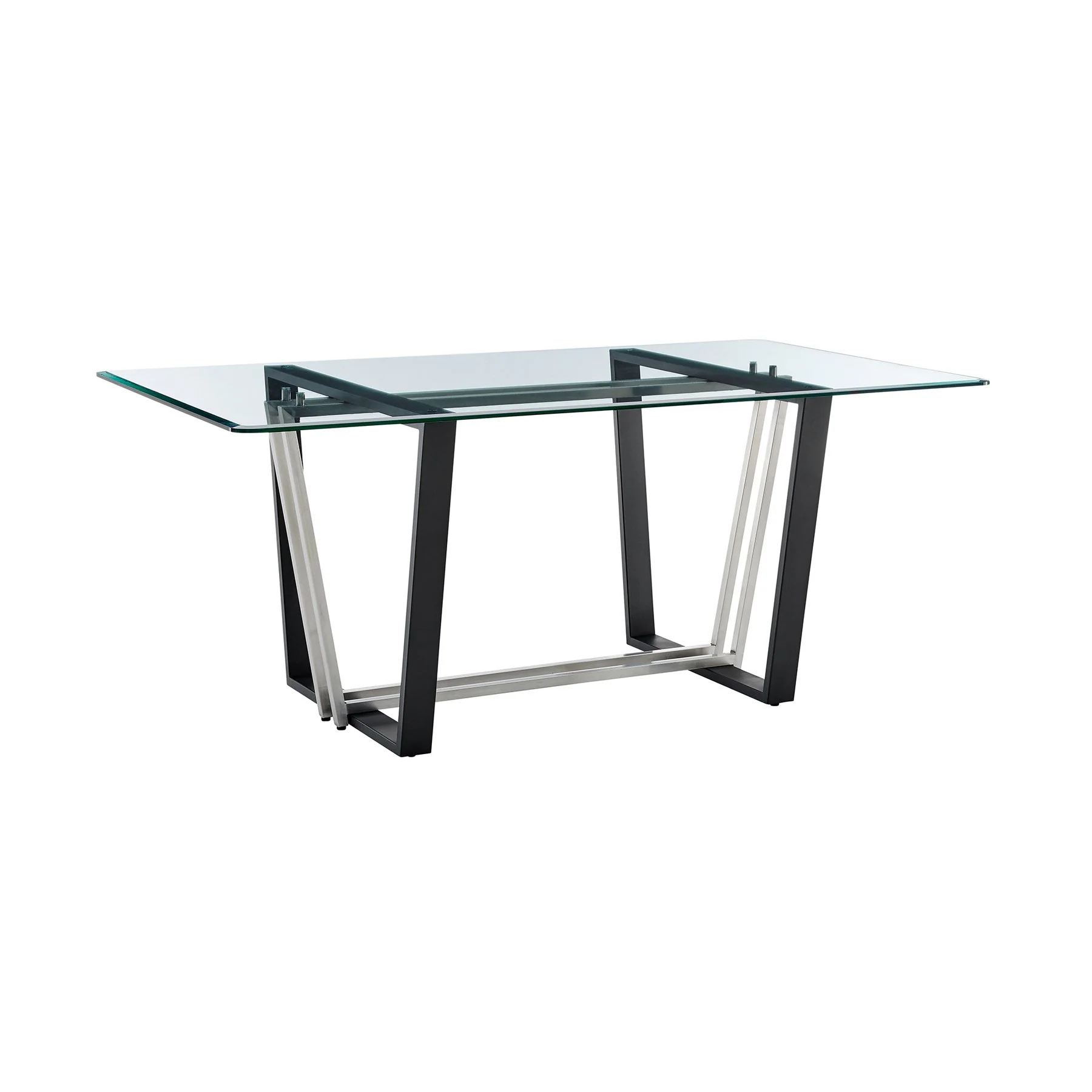 Kai Anastasia 7 Piece Rectangular Glass Dining Table Set with Matte Black Iron and Light Gray Faux Leather - Image 5