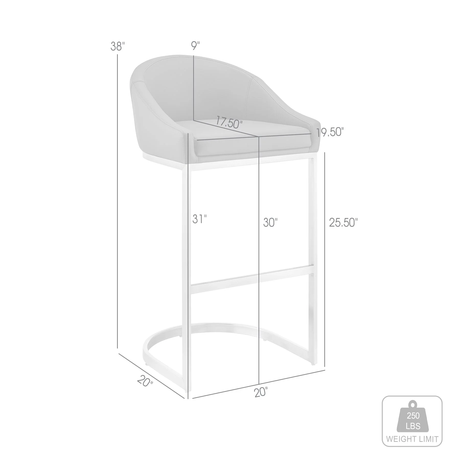 Katherine 30" Bar Stool in Brushed Stainless Steel with Black Faux Leather - Image 9