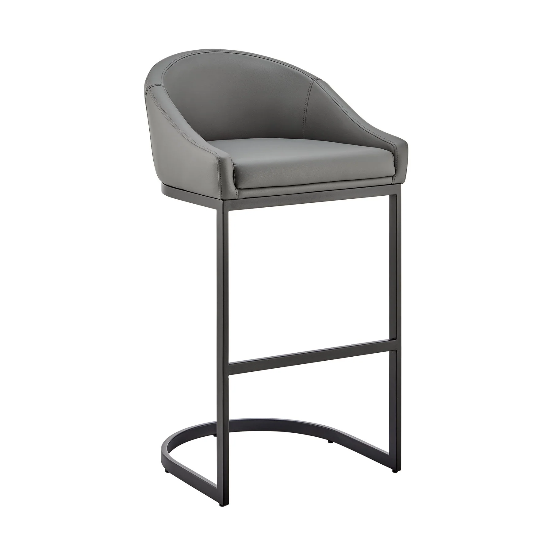 Katherine Counter Stool in Black Metal with Gray Faux Leather