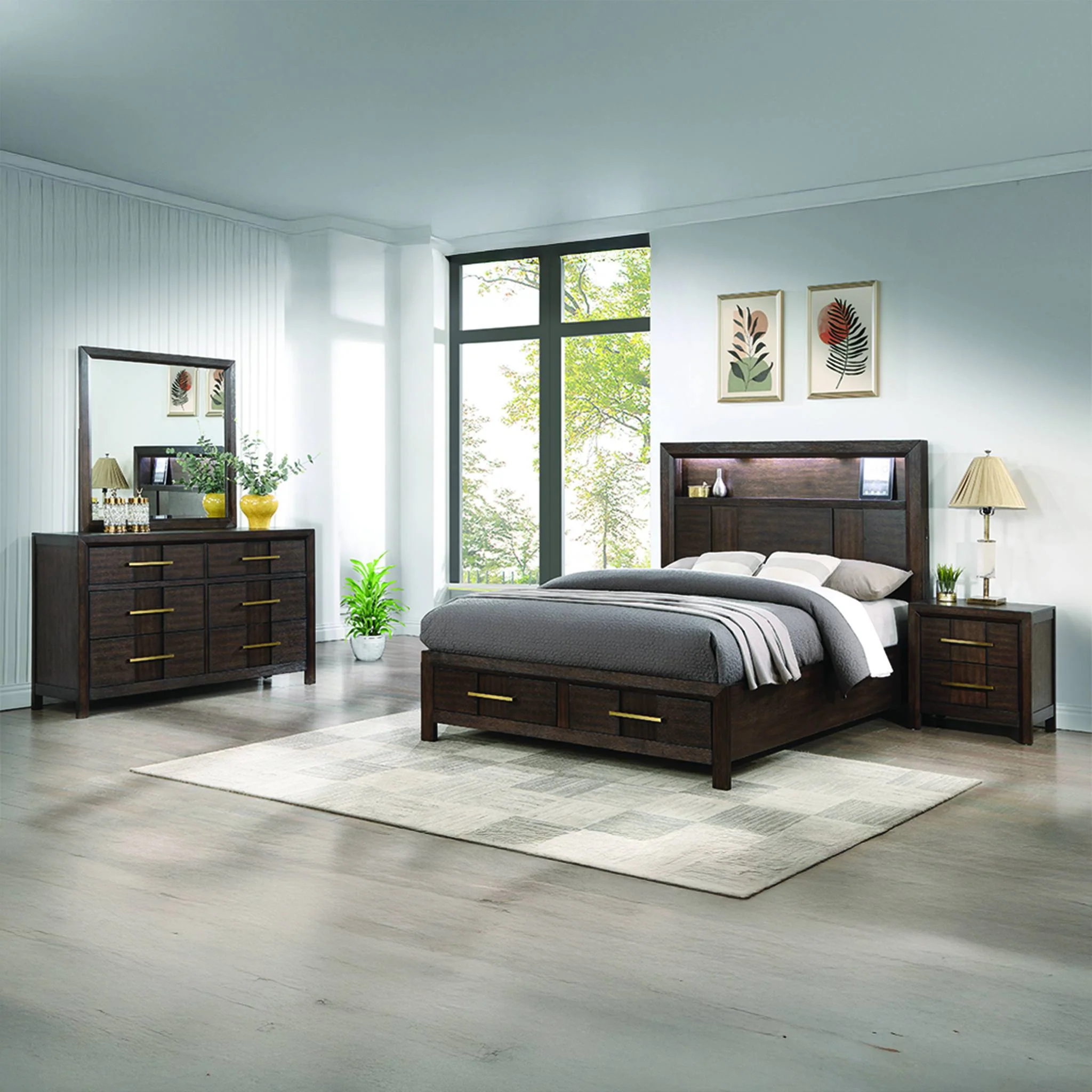 Kenzo Queen 4 Pc Bedroom Set Walnut - Image 18