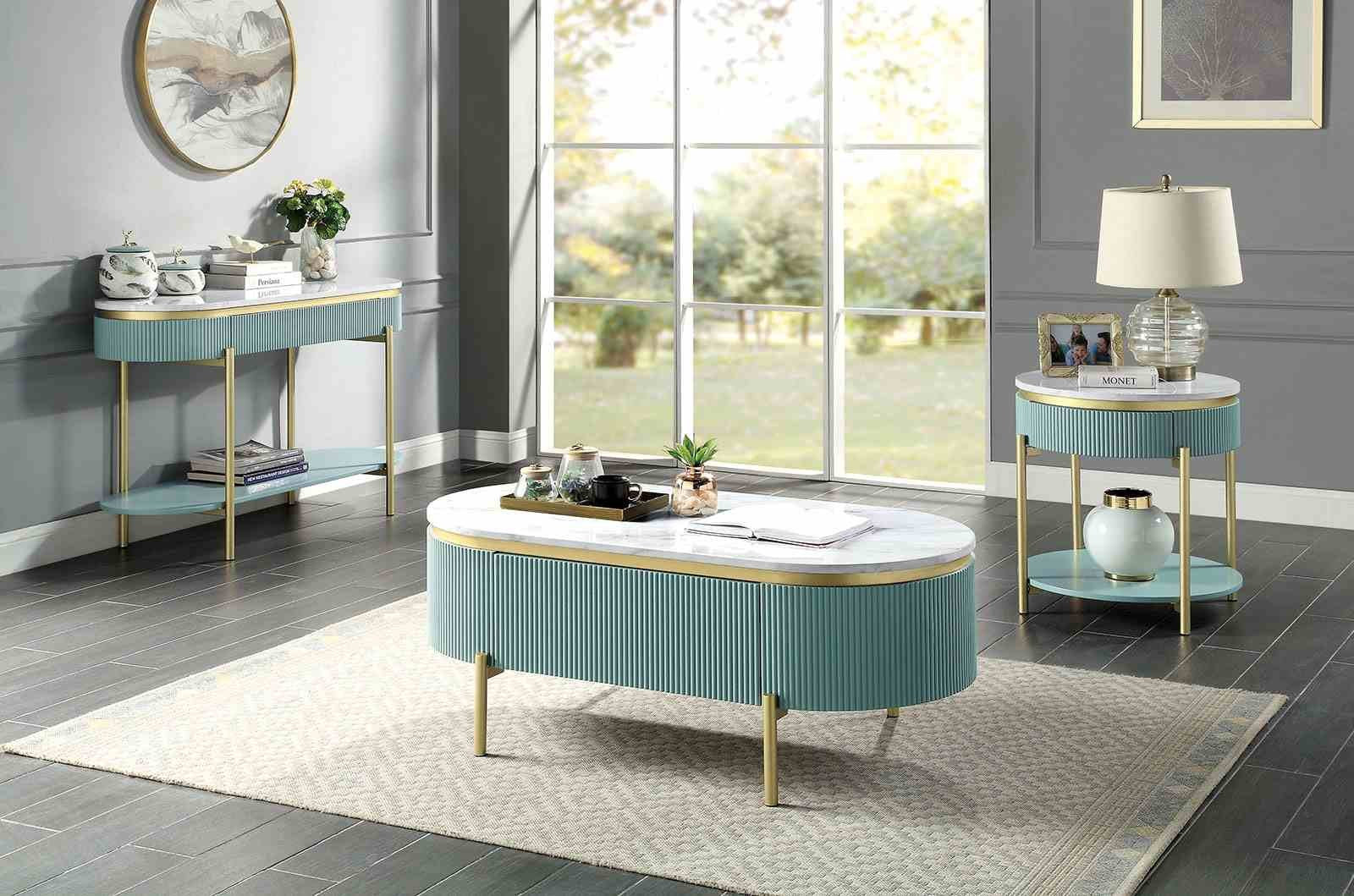 Koblenz End Table, Light Teal - Image 2