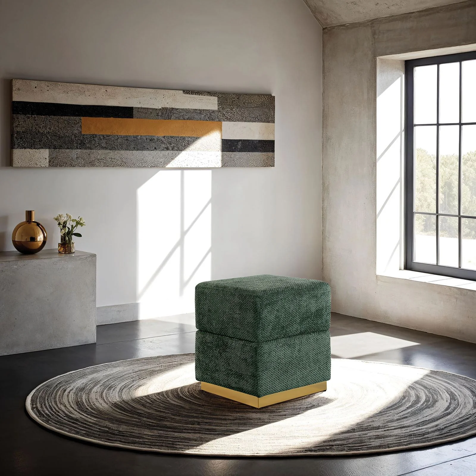 Krysten Storage Stool, Green
