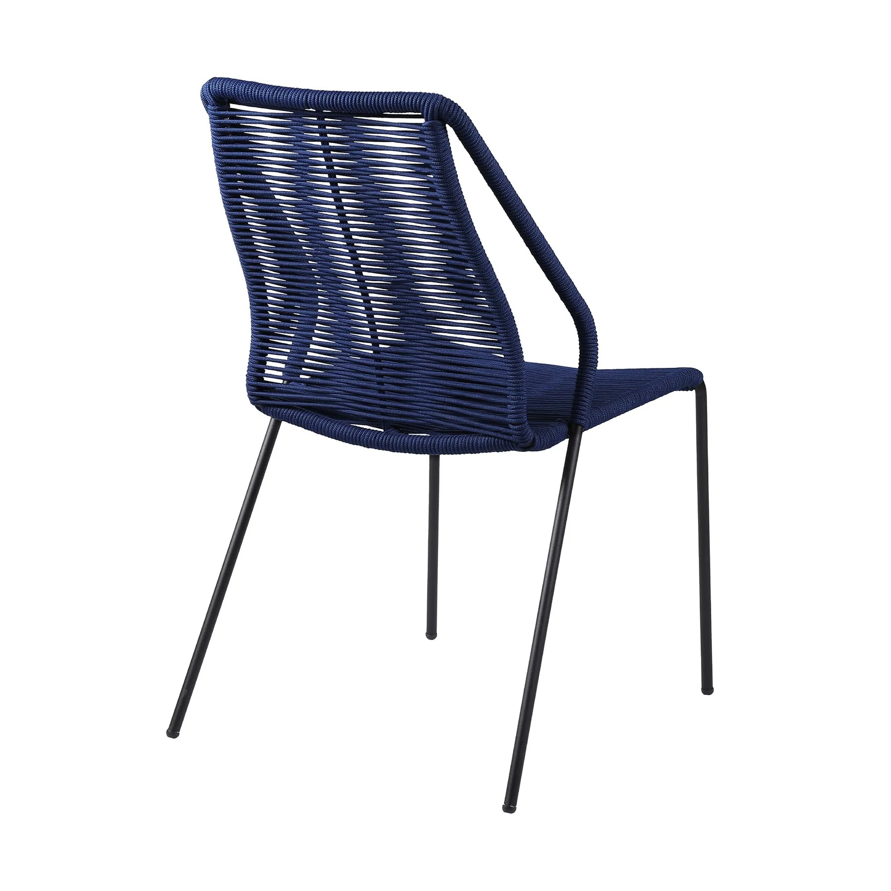 Kylie and Clip Outdoor Patio 5 Piece Dining Set in Blue Rope with Black Eucalyptus Wood - Image 3