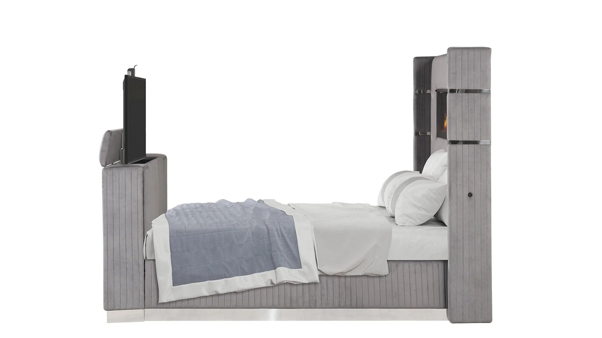 Lavish King 4PC Bedroom Set Gray - Image 4