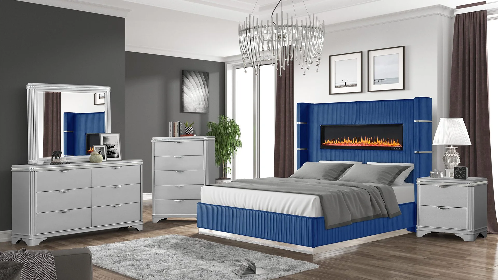 Lizelle Queen 5 Pc Bedroom Set Blue - Image 21