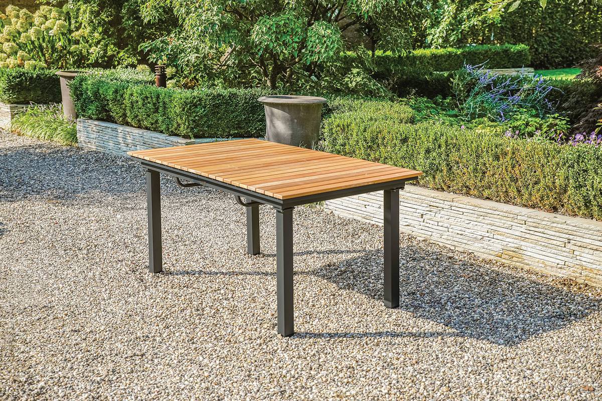 Mackay Patio Dining Table, Gun Metal/Natural Teak - Image 5