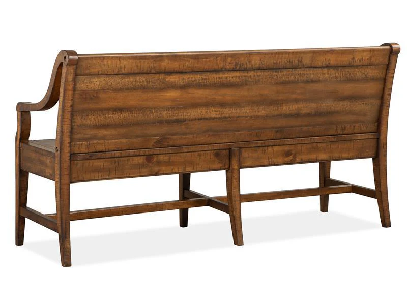 Magnussen Furniture Bay Creek Bench with Back in Toasted Nutmeg - Image 3