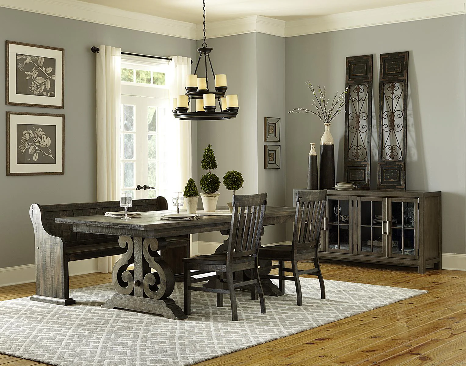 Magnussen Furniture Bellamy Buffet Curio in Peppercorn - Image 3
