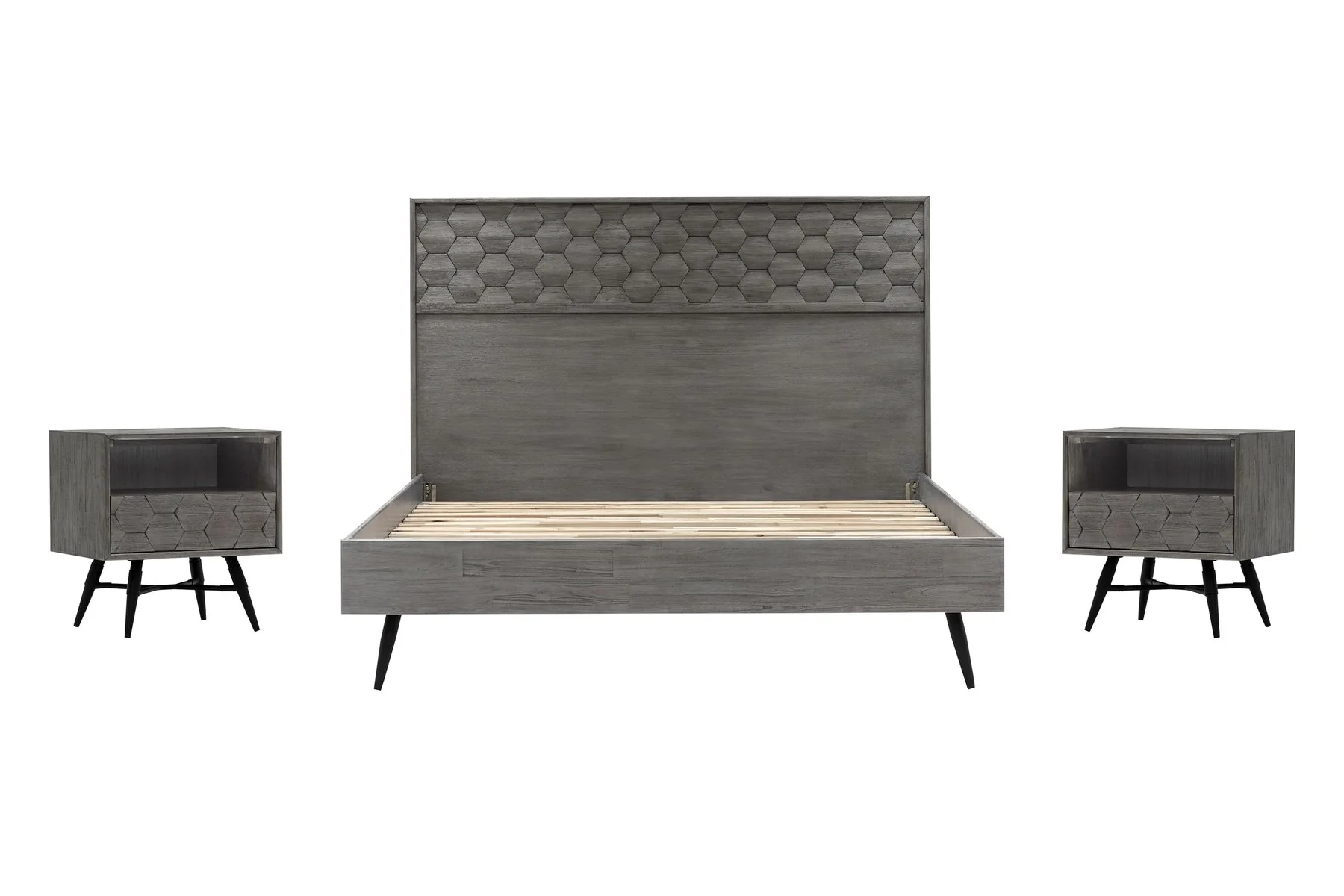 Makena 3 Piece King Bedroom Set in Gray Acacia Wood