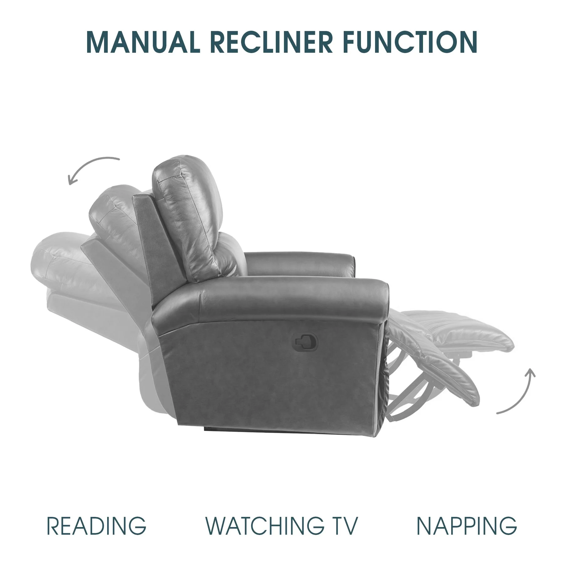 Marcel Manual Recliner Chair in Dark Brown Leather - Image 7