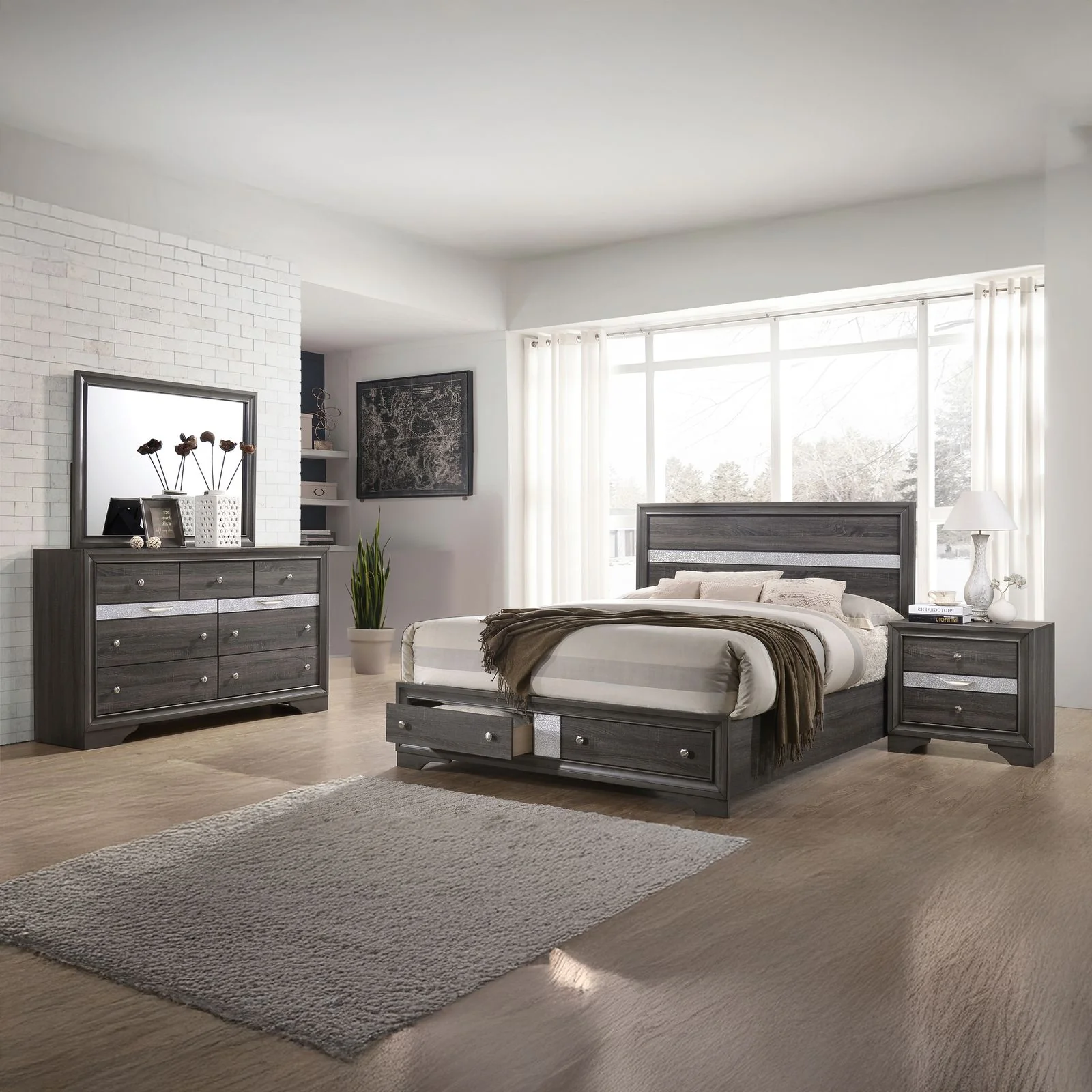 Matrix 4 Pc Queen Bed Gray - Image 18