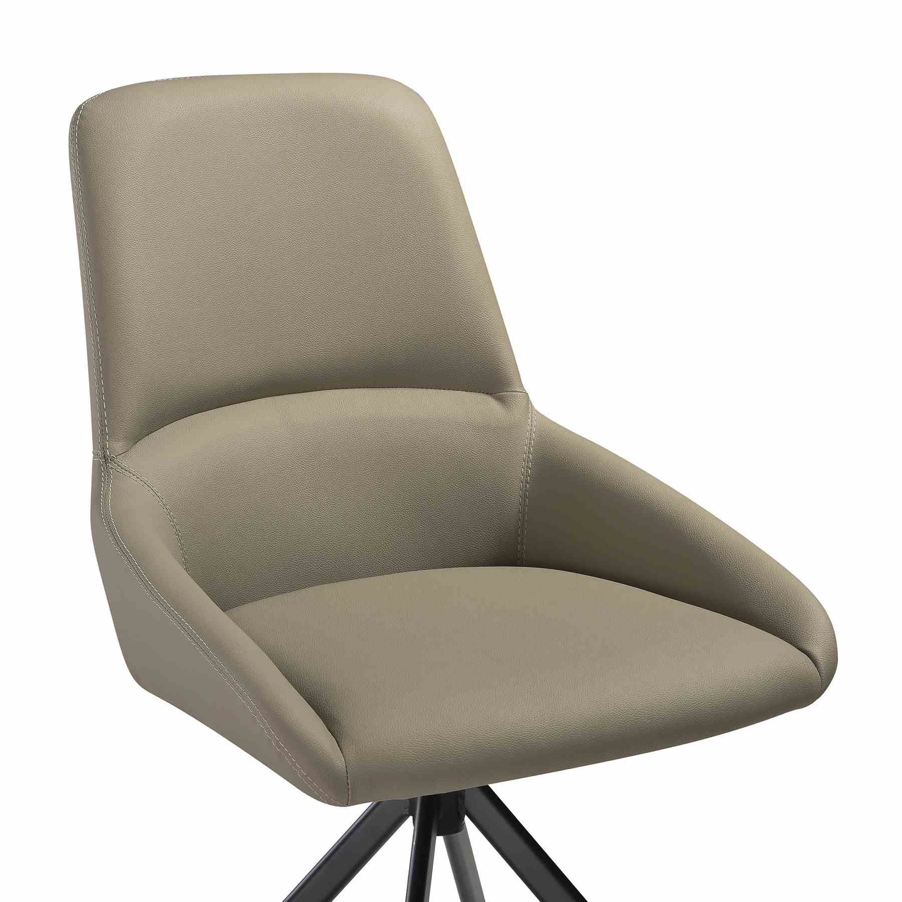 Maverick Swivel Upholstered Dining Chair in Taupe Gray Faux Leather with Black Metal Legs - Set of 2 - Image 6