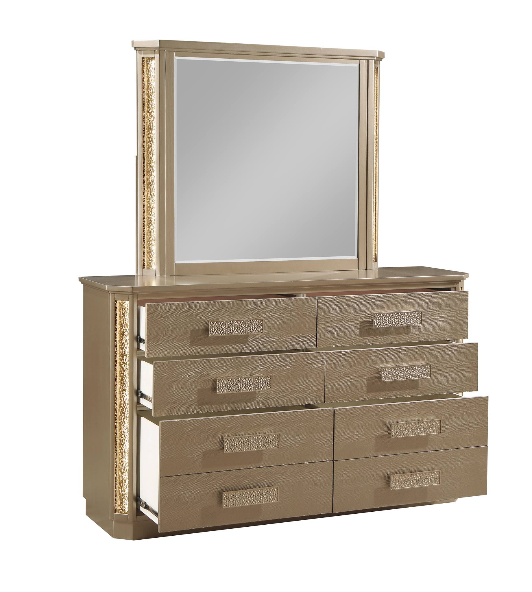Medusa Queen 4 Pc Bedroom Set Gold - Image 7