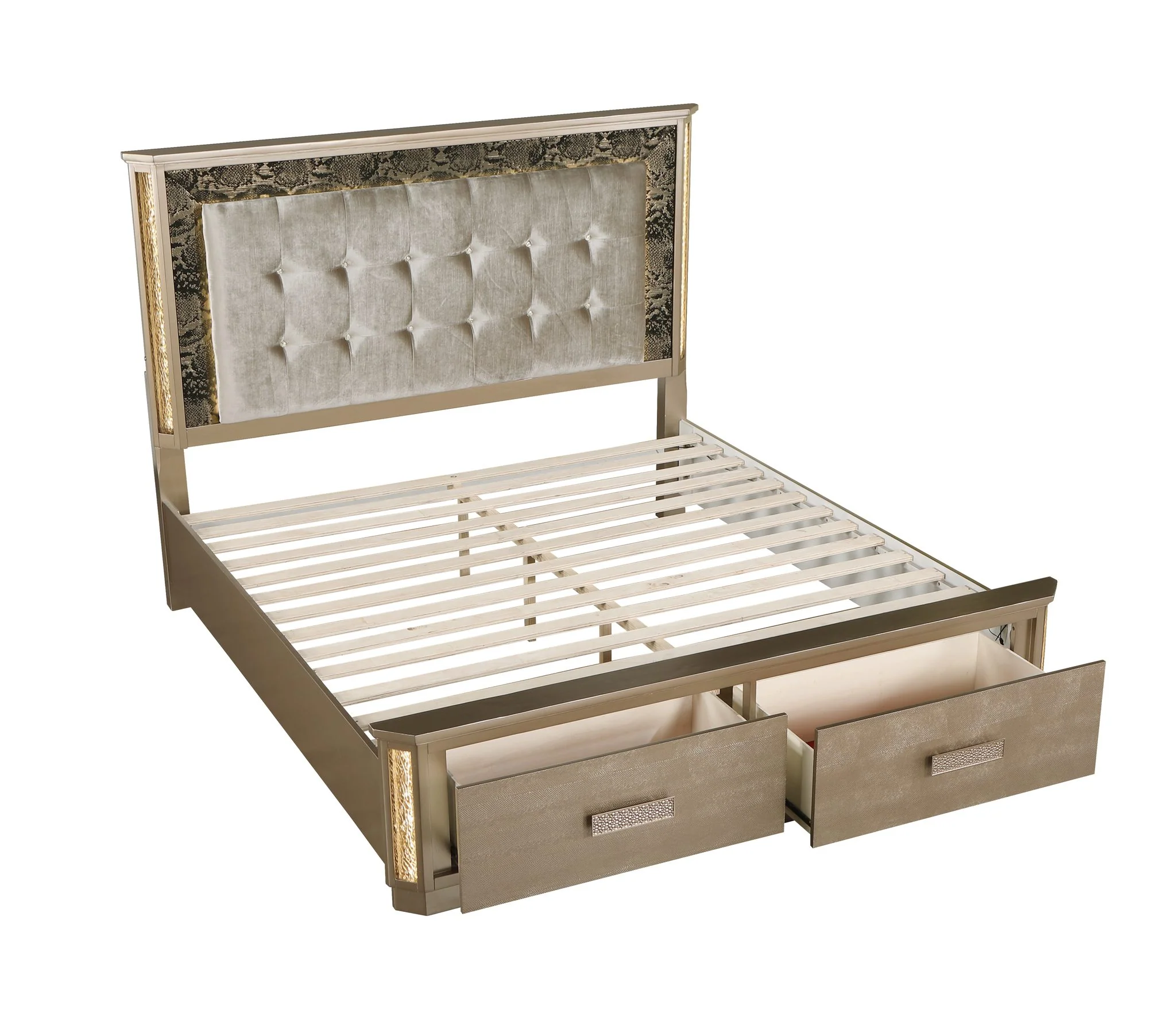 Medusa Queen 5 Pc Bedroom Set Gold - Image 4