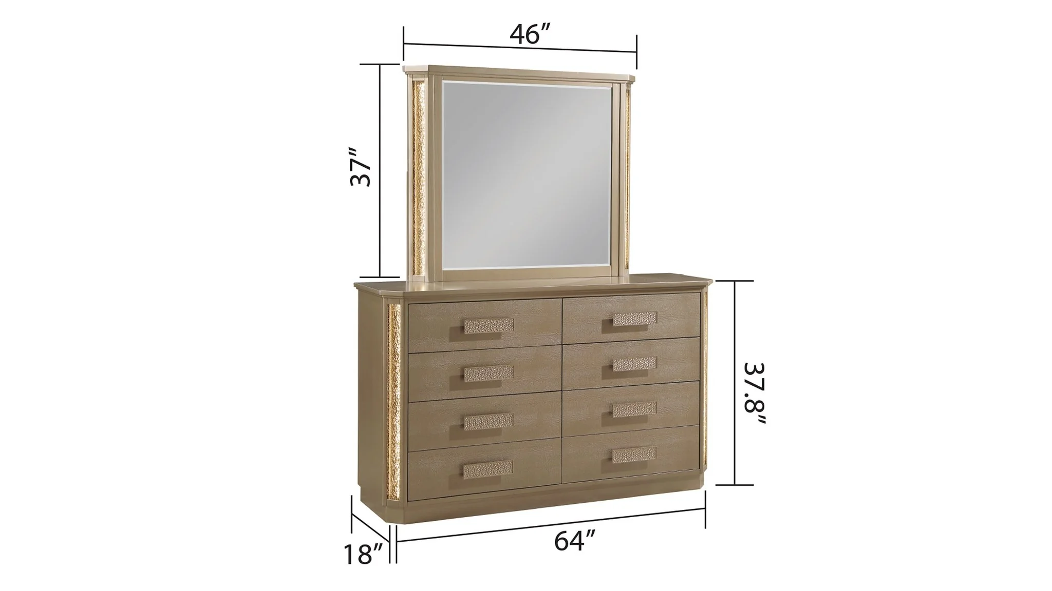Medusa Queen 5 Pc Bedroom Set Gold - Image 9