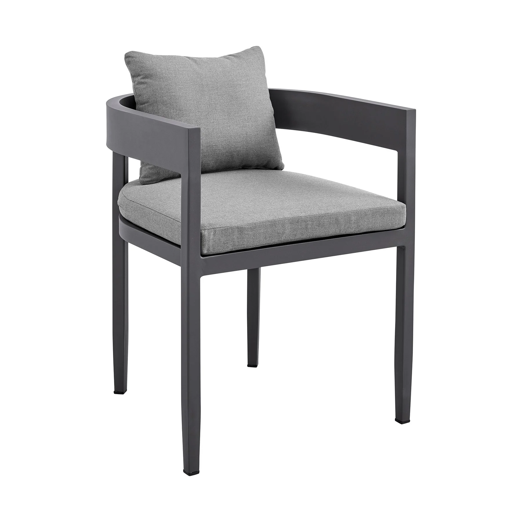 Menorca Outdoor Patio 5-Piece Dining Table Set in Aluminum with Gray Cushions - Image 2